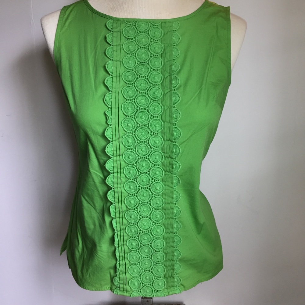 Talbots green cotton sleeveless top 4 P